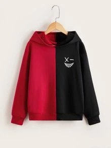 SHEIN Boys Drop Shoulder Colourblock Graphic Print Hoodie - Multicolor - View 2