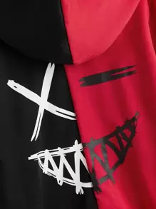 SHEIN Boys Drop Shoulder Colourblock Graphic Print Hoodie - Multicolor - View 3