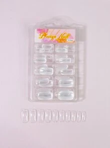 Actualice instantáneamente su aspecto con 100 piezas de uñas postizas transparentes cuadradas largas para salón de uñas en casa Diy para mujeres y niñas - transparente - Ver 1