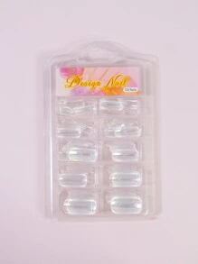 Actualice instantáneamente su aspecto con 100 piezas de uñas postizas transparentes cuadradas largas para salón de uñas en casa Diy para mujeres y niñas - transparente - Ver 2