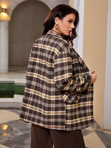 Mulvari Drop Shoulder Double Breasted Plaid Tweed Overcoat - Multicolor - View 2