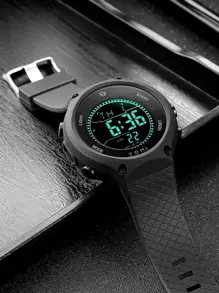 TOMI 男士时尚大号圆形表盘运动数字手表，适合日常生活 - 黑色 - 查看 2