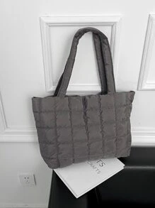 Ultra-Light High Capacity Quilted Tote Bag - Grey - View 3