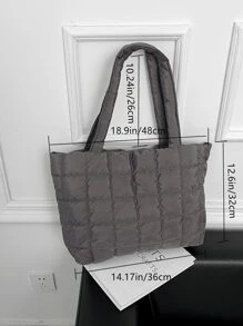 Ultra-Light High Capacity Quilted Tote Bag - Grey - View 4