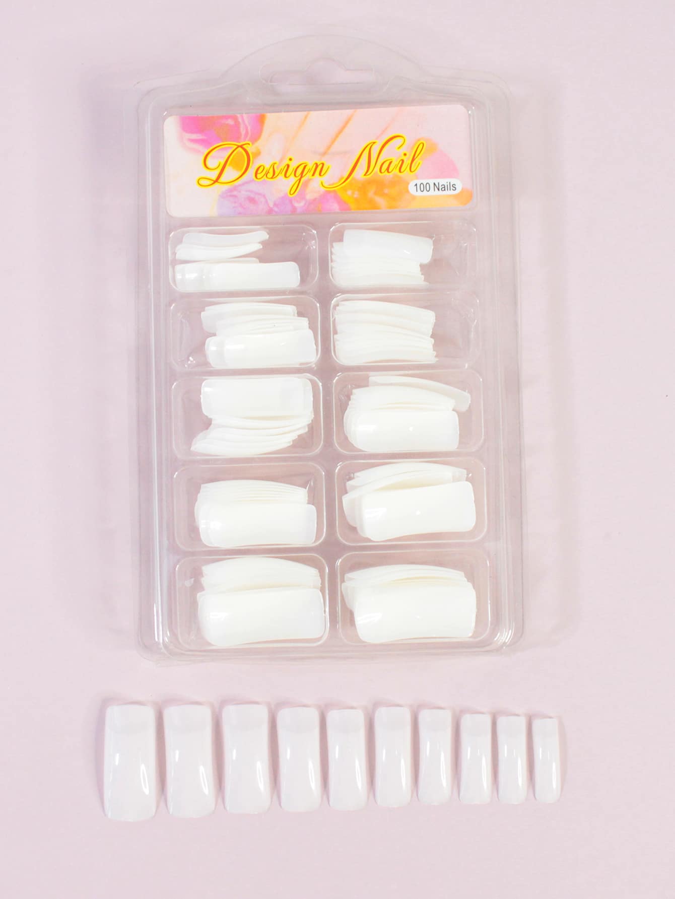 100pcs Plain Fake Nail - White - View 1