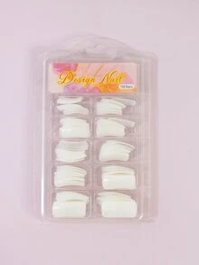 100pcs Plain Fake Nail - White - View 2