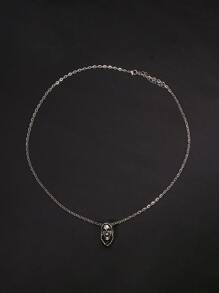 男士骷髏吊墜項鍊 - 復古銀色 - 查看 5