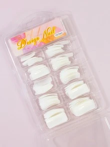 100pcs Plain Fake Nail - White - View 3