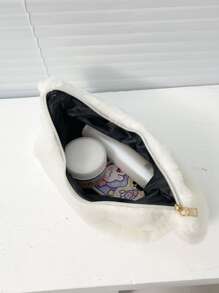 Mini Plush Solid Color Shoulder Bag For Women, Fashionable And Versatile Fur Bag For Daily Commuting, Shopping, And Dating, Cross Body Bag For Going Out, Underarm Bag, New Arrival Fur Purse - White - View 3