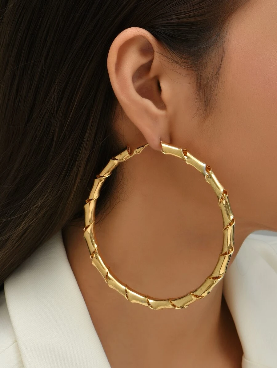 Pendientes de aro minimalista - Amarillo Oro - Ver 1