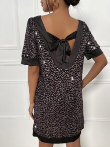 SHEIN Unity Tied Backless Sequin Dress - Multicolor - View 2