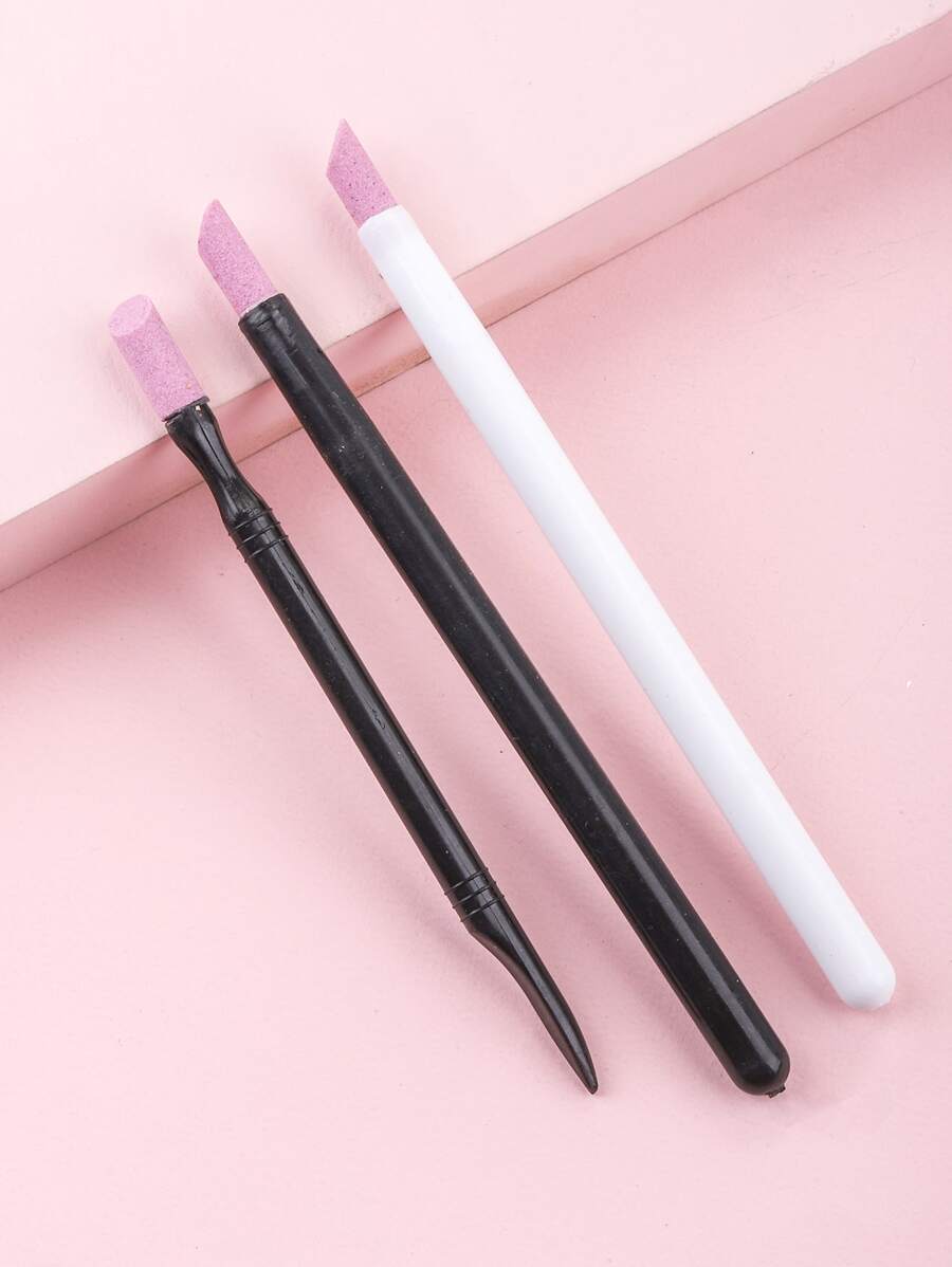 3 dụng cụ làm móng tay nghệ thuật hai đầu bằng thạch anh, dụng cụ đẩy biểu bì, dụng cụ làm móng, dụng cụ làm móng, dụng cụ làm móng, trở lại trường, móng tay, dụng cụ làm móng để nhấn móng tay - Bụi hồng - Xem 1