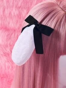 ROMWE Kawaii 2pcs Fluffy Ear Design Hair Clip