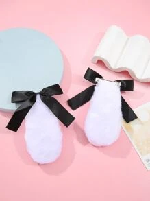 ROMWE Kawaii 2pcs Fluffy Ear Design Hair Clip
