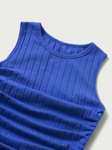 SHEIN EZwear 抽褶抽繩包臀洋裝 - 寶藍色 - 查看 5