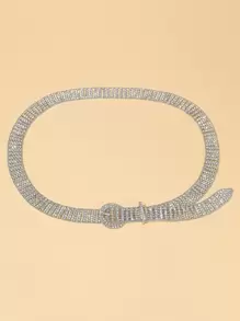 Cinturón Decorado Con <<rhinestone» Para Fiesta - Plateado - Ver 1