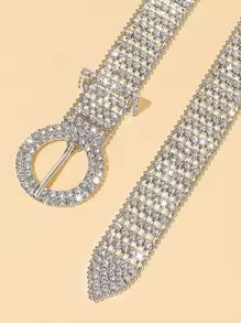 Cinturón Decorado Con <<rhinestone» Para Fiesta - Plateado - Ver 4