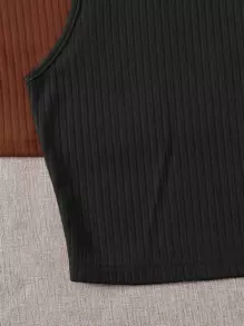 SHEIN EZwear لباس علوي تانك محبوك مضلع 2 قطع - متعدد الألوان - مشاهدة 4