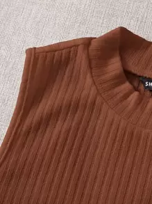SHEIN EZwear لباس علوي تانك محبوك مضلع 2 قطع - متعدد الألوان - مشاهدة 5