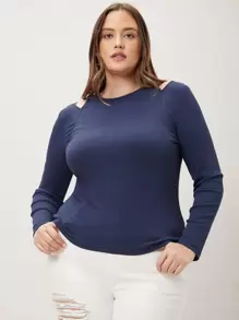 MOTF PREMIUM Camiseta viscosa con abertura - Azul Marino - Ver 1