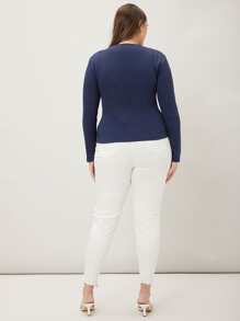 MOTF PREMIUM Camiseta viscosa con abertura - Azul Marino - Ver 2