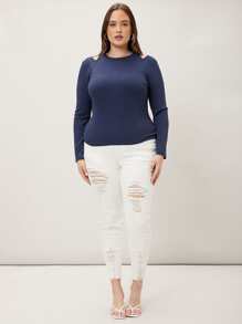 MOTF PREMIUM Camiseta viscosa con abertura - Azul Marino - Ver 3