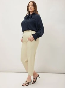 MOTF PREMIUM PLUS VISCOSE TIE NECK TOP - Navy Blue - View 6