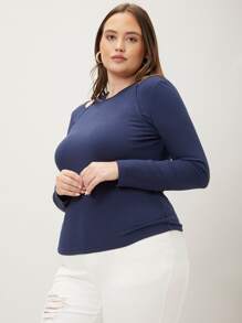 MOTF PREMIUM Camiseta viscosa con abertura - Azul Marino - Ver 8