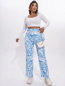 Pantalones con estampado - Azul y blanco - Ver 3