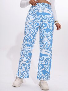 Pantalones con estampado - Azul y blanco - Ver 5