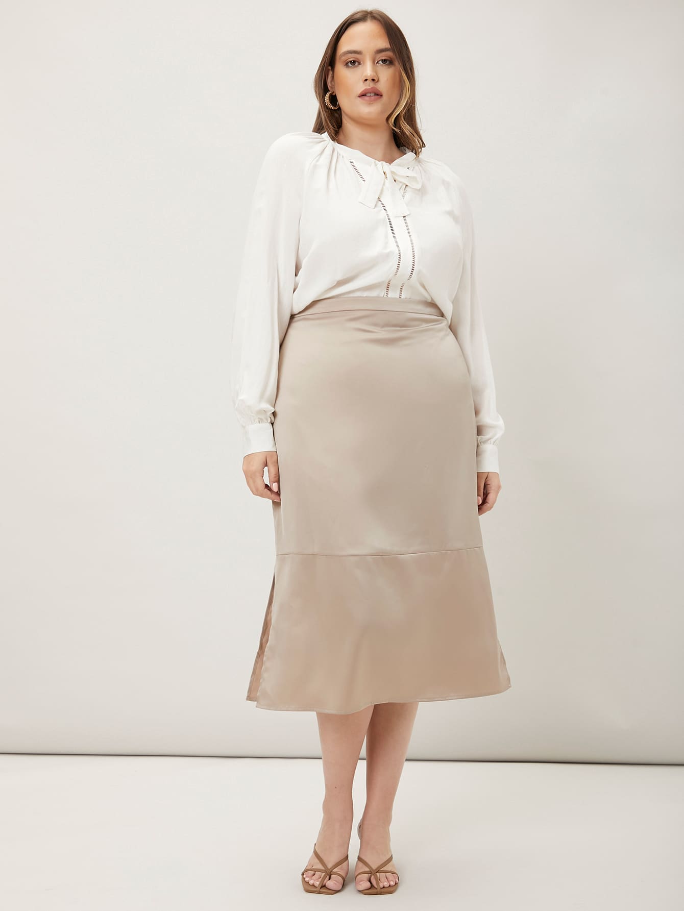 MOTF PREMIUM PLUS TIE-NECK RAGLAN SLEEVE TOP - White - View 1