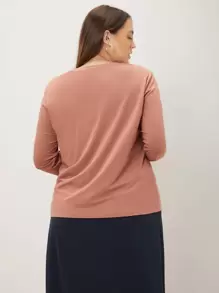 MOTF PREMIUM PLUS MODAL STRAIGHT T-SHIRT - Coral Pink - View 2