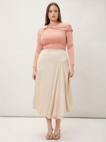 MOTF PREMIUM 大碼粘膠纖維不對稱領T恤 - 珊瑚粉 - 查看 3