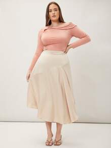 MOTF PREMIUM 大碼粘膠纖維不對稱領T恤 - 珊瑚粉 - 查看 4