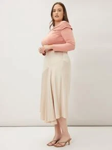 MOTF PREMIUM 大碼粘膠纖維不對稱領T恤 - 珊瑚粉 - 查看 6