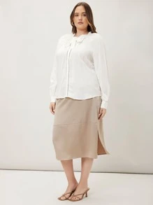 MOTF PREMIUM PLUS TIE-NECK RAGLAN SLEEVE TOP - White - View 6