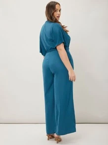 MOTF PREMIUM Jumpsuits Plus Size Thắt lưng màu trơn Giải trí - Màu xanh lam - Xem 10