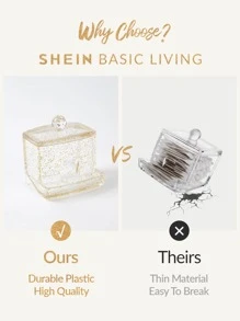 SHEIN BASIC SỐNG Công cụ tổ chức tăm bông độc quyền-Quà tặng ngày lễ lấp lánh bằng vàng - Vàng - Xem 4