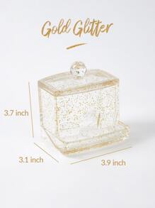 SHEIN BASIC SỐNG Công cụ tổ chức tăm bông độc quyền-Quà tặng ngày lễ lấp lánh bằng vàng - Vàng - Xem 7