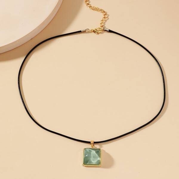 

Geometric Pendant Necklace, Green