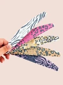 klimonla 豹纹美甲锉套装，亚克力美甲锉100/180目，混合粗细，专业美甲沙龙用品，符合人体工学的彩色边框设计，每种颜色各1支。（5支装） - 彩色 - 查看 2