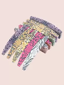 klimonla 豹纹美甲锉套装，亚克力美甲锉100/180目，混合粗细，专业美甲沙龙用品，符合人体工学的彩色边框设计，每种颜色各1支。（5支装） - 彩色 - 查看 3