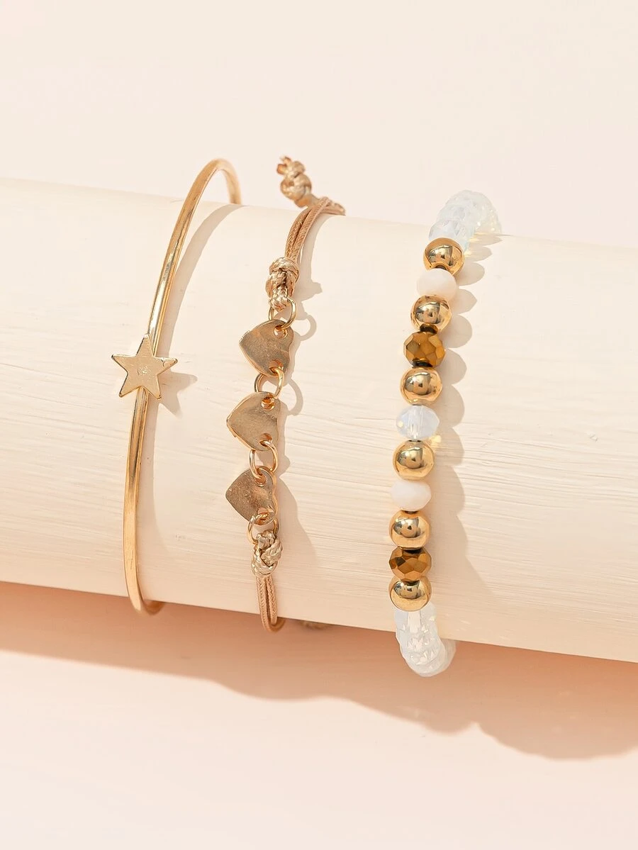 3pcs Bead Decor Bracelet - Multicolor - View 1