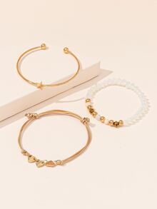 3pcs Bead Decor Bracelet - Multicolor - View 2