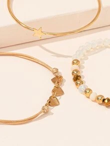 3pcs Bead Decor Bracelet - Multicolor - View 3