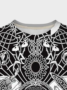 Manfinity LEGND Men Wolf & Snake Print Tee - Black and White - View 3