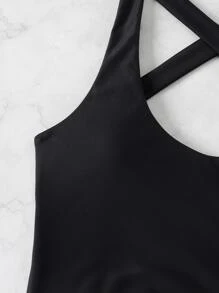 Bikini liền thân có dây buộc cho bãi biển mùa hè - màu đen - Xem 5