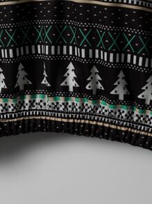 Girls Christmas Print Half Zipper Drop Shoulder Pullover - Multicolor - View 4