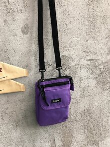 Estudiantes de secundaria Universidad Novato bandolera multifuncional bandolera bandolera casual Mini Hombres Letter Patch Bolso bandolera, bolso de mano Mochila para viajes, universidad, aire libre, deportes, viaje diario - Morado - Ver 4