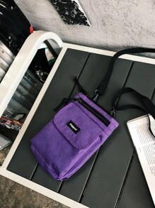 Estudiantes de secundaria Universidad Novato bandolera multifuncional bandolera bandolera casual Mini Hombres Letter Patch Bolso bandolera, bolso de mano Mochila para viajes, universidad, aire libre, deportes, viaje diario - Morado - Ver 6